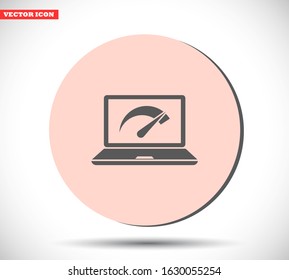 Speed test laptop vector icon , lorem ipsum Flat design