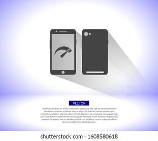 Speed test phone icon , lorem ipsum Flat design
