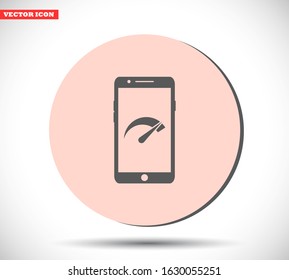 Speed test phone vector icon , lorem ipsum Flat design
