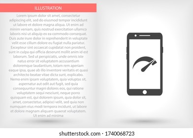 Speed test phone vector icon , lorem ipsum Flat design