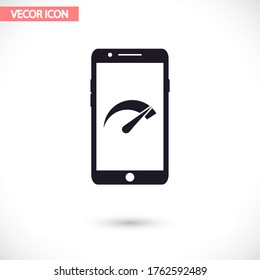 Speed test phone vector icon , lorem ipsum Flat design