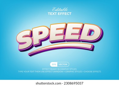 Speed text effect 3d colorful style. Editable text effect.