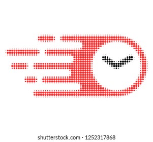 Speed time halftone dotted icon with fast speed effect. Vector illustration of speed time designed for modern abstract with symbols of speed, rush, progress, energy.