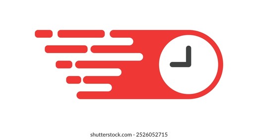 Icono de tiempo de velocidad con efecto rápido en colores rojo y negro. Ilustración vectorial diseñada para el abstracto moderno con símbolos de velocidad, velocidad, progreso, energía.