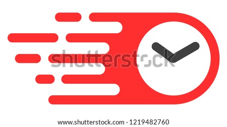 Speed time icon with fast rush effect in red and black colors. Vector illustration designed for modern abstract with symbols of speed, rush, progress, energy.