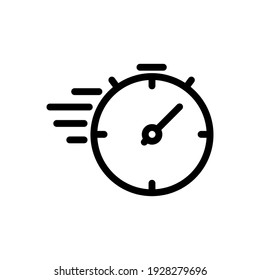 Speed time icon vector illustration isolated on white backgroung. Design in outline style