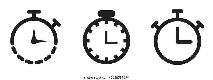 Speed timer icon set. Vector illustration isolated on white background.