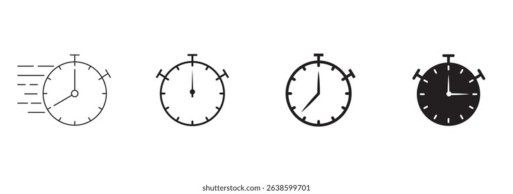 Speed timer icon set. Vector illustration isolated on white background.