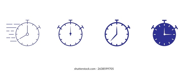 Speed timer icon set. Vector illustration isolated on white background.