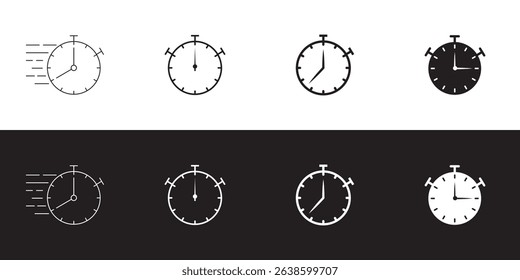 Speed timer icon set. Vector illustration isolated on white background.