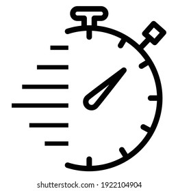 Speed Timer Line Icon. Timer, Stopwatch icon. Timer icon vector illustration, Fast delivery icon with timer. Fast stopwatch line. Fast delivery. Speed clock symbol urgency, deadline