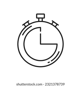 Speed tracker, deadline symbol isolated outline icon. Vector sport stop watch timer. Thin line countdown sign, training counter with button, chronometer