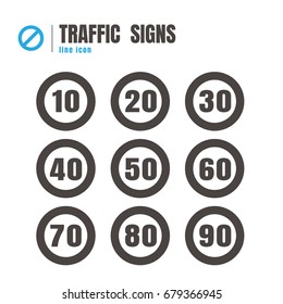 speed traffic. traffic sign icon set. logo. symbol. communications. on white background