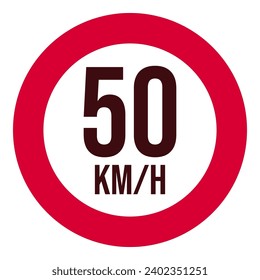 Señal de velocidad límite de tráfico aislado en fondo blanco. diseño de señales de tráfico para conductores o automovilistas