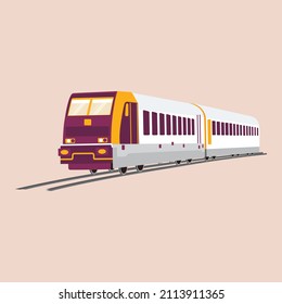 Speed train. Fast moving modern passenger train on railway platform. Commercial transportation.