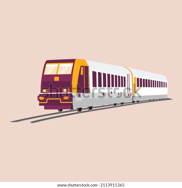 Speed train. Fast moving\
modern passenger train on railway platform. Commercial\
transportation.