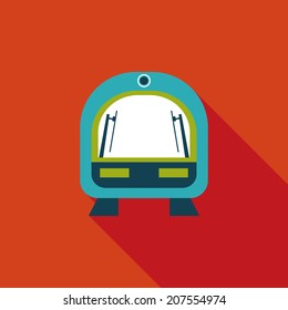 speed train flat icon with long shadow