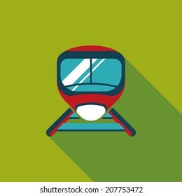 speed train flat icon with long shadow