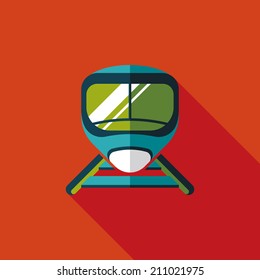 speed train flat icon with long shadow