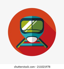 speed train flat icon with long shadow