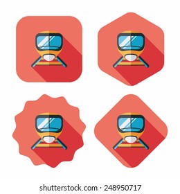 speed train flat icon with long shadow