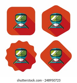 speed train flat icon with long shadow