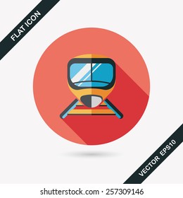 speed train flat icon with long shadow