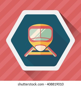 speed train flat icon with long shadow