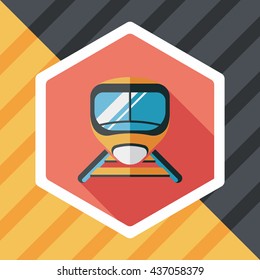 speed train flat icon with long shadow