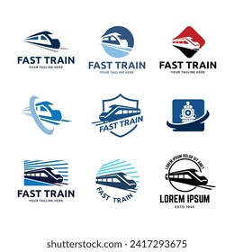 speed train logo template, stylized vector symbols set