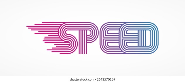 Tipografia de velocidade, Letra de velocidade em estilo de várias linhas, modelo de logotipo de design plano, ilustração vetorial