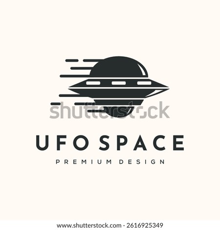 Speed UFO vintage logo vector minimalist illustration design, UFO in motion, indicated by speed lines logo design