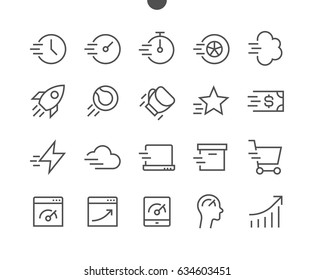 Speed UI Pixel Perfect Well-crafted Vector Thin Line Icons 48x48 Ready for 24x24 Grid for Web Graphics and Apps with Editable Stroke. Simple Minimal Pictogram Part 1-2