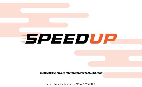 Speed Up, bold and strong sans serif typeface letter uppercase italic alphabet font vector.