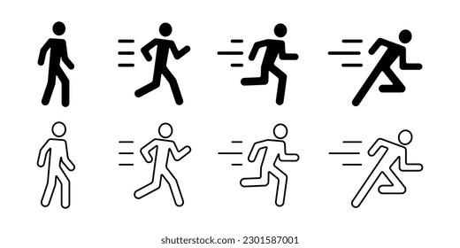 Speed up, walking man, a man running at a great speed. Vector illustration icon material