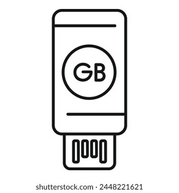 Speed usb disk icon outline vector. Solid state disk. Database server megabyte