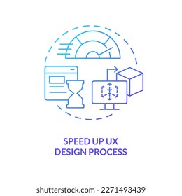 Speed up user experience design development blue gradient concept icon. Power of familiarity in UX abstract idea thin line illustration. Isolated outline drawing. Myriad Pro-Bold font used
