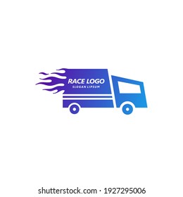 Speed van car Logo Event, Fire van Logo, Speed Fire logo design vector, Silhouette of car with fire, Original van design. Logo on the car is fictitious. Fast Speedometer, icon symbol