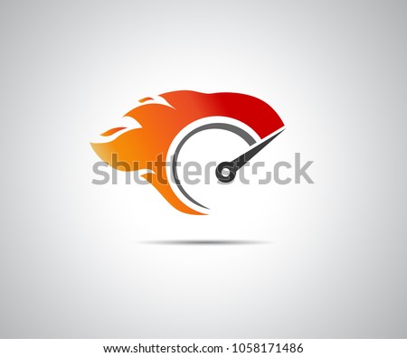 Speed, vector logo of flaming speedometer for racing event 