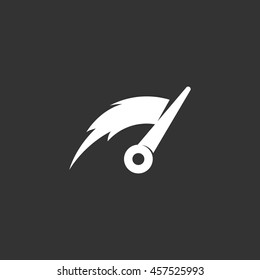 Speed vector logo isolated on a black background. Icon silhouette design template. Simple symbol concept in flat style. Abstract sign, pictogram for web, mobile and infographics
