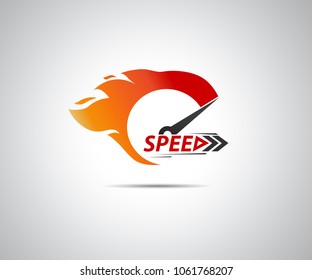 Speed, vector logo racing event, with the main elements of the modification speedometer