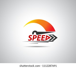 Speed, vector logo racing event, with the main elements of the modification speedometer