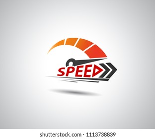 Speed, vector logo racing event, with the main elements of the modification speedometer