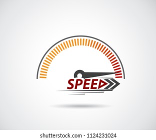 Speed, vector logo racing event, with the main elements of the modification speedometer