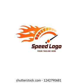 Speed, vector logo racing event, with the main elements of the modification speedometer. Speed logo. Vector art.