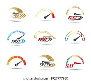 Speed, vector logo racing event, with the main elements of the modification speedometer