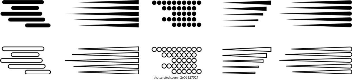 Speed vertical lines icon in flat line set. Vector for apps or web fast effect Manga and comic motion effect Simple textured streak. burst Flash light ray blast isolated on transparent background