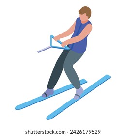 Speed water ski icon isometric vector. Summer fun. Holiday activity