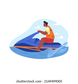 Speed water sport, summer recreation, vector icon