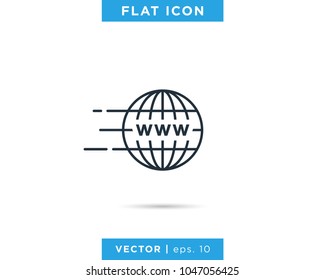 Speed Web Icon Vector Logo Template With Earth Globe.